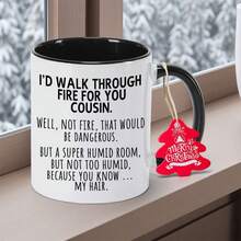 Funny Couple Mug - I'd Walk Through Fire You Coffee Cup With Humorous Married Couple Quote - 11oz Ceramic Cup With Handle -, Valentine's, Anniversary, Office Husband, Wife - Funny Birthday Present Idea, Holiday Present - Navy Blue - View 5