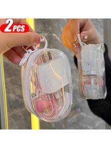 1个迷你便携透明线缆收纳盒 - 多功能收纳盒，可收纳数据线、充电器、耳机等 - 方便您随时随地整理和携带必需品