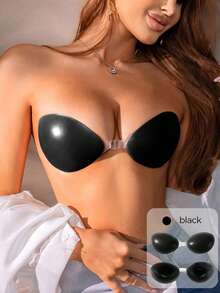 1对隐形无肩带硅胶胸罩，女士专用——聚拢无背胸垫，轻薄舒适，可重复使用，适合连衣裙、婚礼、夏季及日常穿着。 - 彩色 - 查看 33