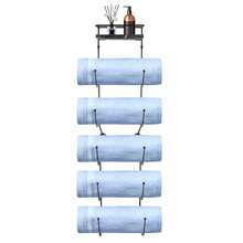LZYMSZ Wall Mounted Bathroom Towel Rack 5 Tier Design, Metal Rolled Towel Holder With Marble Shelf, Multi Purpose Storage Organizer For Bathroom, Kitchen And Bar Decor, Space Saving Style, Black - 黑色 - 查看 10