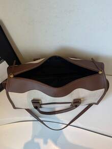 Túi hành lý du lịch dung tích lớn đơn giản, Túi xách đeo vai Boston phối màu thời trang, Đa năng khi sử dụng thường ngày, Có thể đeo vai hoặc đeo chéo, Túi du lịch màu đen và nâu với màu be Túi vải thô Túi đựng đồ qua đêm Đồ dùng du lịch Đồ dùng du lịch cần thiết cho kỳ nghỉ dành cho nam nữ - màu nâu - Xem 13