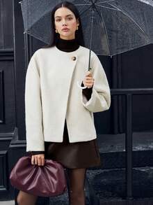 Falda vintage de unicolor con bolsillo con cremallera, elegante y casual