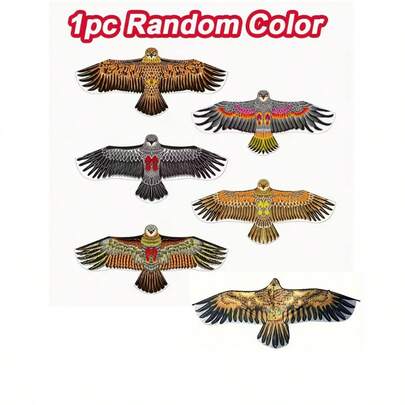 1个大型风筝，Cometas Volar，Cometas，雄鹰翱翔风筝，采用亮丽羽毛设计 - 翼展3.9英尺，耐用风筝线长30米，易于在微风中放飞，适合海滩、花园、公园、家庭娱乐、户外家庭娱乐活动