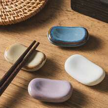 3/4/5pcs Random Style Ceramic Spoon Rest, Oval And Minimalist Design, Chopstick Holder, Kitchen Utensil Storage Box, Dining Table Decor Tray - Multicolor - View 11