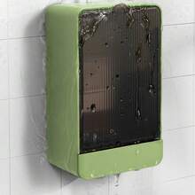 Jabonera con Drenaje de Pared, Tapa Abatible, Rejilla paraón Desmontable, Almacenamiento para Baño Sin Perforaciones, Soporte paraón con Drenaje Automático - 1 - Ver 4
