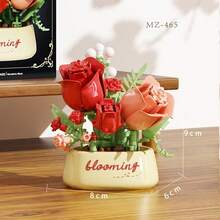 12pcs Micro Particle Flower Potted Building Blocks, Mini Particle Assembly, ABS Material, Suitable For Children 6+ Years Old, Develop Hands-On Ability, Can Be Desktop Decor, Window Display Collection, Holiday Small Gift, Gift Box Packaging - Multicolor - View 8