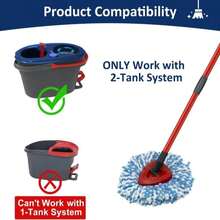 Mop Replace Heads Mop Handle And Mop Base Replacement For O Cedar EasyWring 1-Tank Spin Mop System, 2 Microfiber Mop Head Refills, 4-Section Iron Mop Handle 30-58in And 1 Mop Head Cover Set(No Bucket) - ColorA - 查看 3