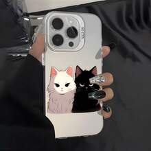 Estuche para Teléfono con Diseño de Gatito en Blanco y - Funda Protectora de Alta Calidad Compatible con Múltiples Modelos de : 16, 15, 14, 13, 12 Pro Max, 14 Plus, 16 Plus, Serie 15 Pro - Regalo Popular de Cumpleaños o Empresarial para Amigos o Parejas, Diseño Nuevo Duradero Unisex - Oscuro-575 - Ver 9