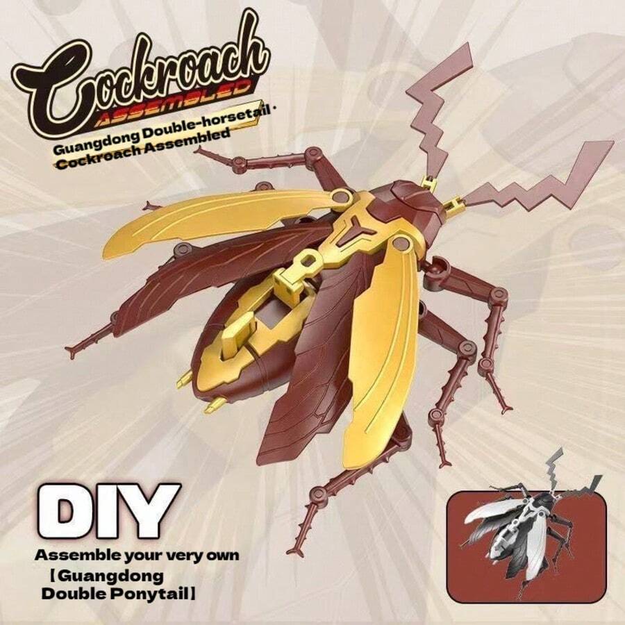 1pc Double Bun Movable Joint Heavy-Duty Cockroach Building Block Figurine Toy, Gift For Birthday, Holiday, Christmas, Graduation - Interesting Building Block Animal Model Toy