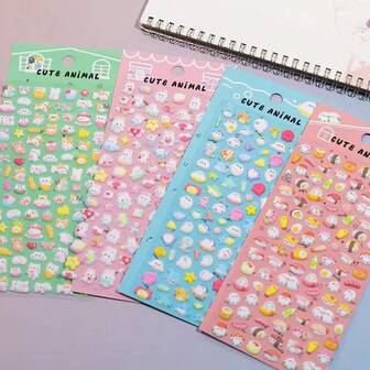 3D Cute Little Rabbit Cat, Three-Dimensional Animal Sticker, Handmade Reward Decoration, Mobile Phone Gift Sticker Artwork