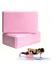 2块瑜伽砖，普拉提泡沫砖，多功能加固垫，家用健身器材泡沫砖，健身装备，瑜伽用品，送给朋友的健身礼物 - 彩色 - 查看 2