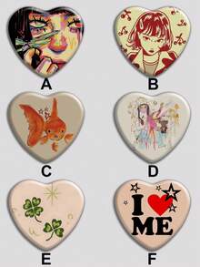 心形徽章，经典时尚徽章/胸针，2D平面设计，高品质金属配件，适合装饰衣服、帽子、背包，是送给朋友、同学、同事和爱人的理想新奇礼物。 - 彩色 - 查看 2