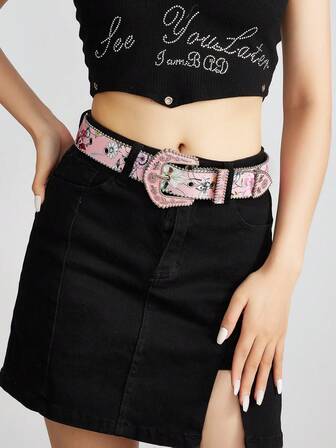 1pc Women's Bohemian Multicolor Floral Decor Personalized Belt, Suitable For Jeans, Skirts, Casual Pants, Concerts, Parties, Christmas, Spring, Summer, Autumn, Winter