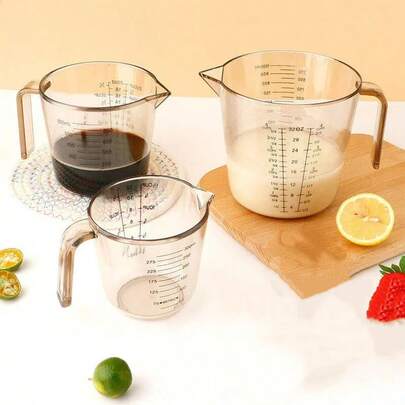 3 pièces Set de tasses à mesurer, tasse à mesurer liquide de cuisine, set de tasses à mesurer en plastique, outils de cuisson, accessoires de cuisine