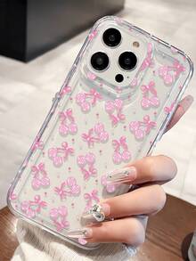 1pc Fashionable Personalized Disco Ball Bow Graphic Aesthetic Transparent TPU Shock-Absorbing Phone Case Compatible With IPhone 16/16Pro/16Plus/15/15ProMax/15Pro/11/12/13/14ProMax/12Mini/13Mini/11Pro/11ProMax/12Pro/12ProMax/13Pro/13ProMax/14Pro/14ProMax, Soft Shell, High-End - Multicolor - View 3