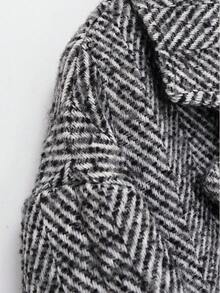 Women's Herringbone Pattern Notched Collar Single-Breasted Fashionable Versatile Coat Jacket, Autumn/Winter - Multicolor - View 4