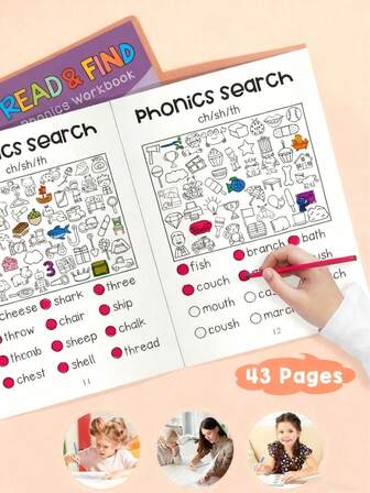 220 Sichtwörter Arbeitsheft für Kinder, 32 Seiten verstärktes A4 Papier Wortpuzzle Spiel, Lesen und Finden Phonetik Arbeitsheft, geeignet für Outdoor-Reise-Lernen, Hausaufgaben, Schul-Lehrmittel, Förderung des Lerninteresses von Kindern, Verbesserung der Lernfähigkeit, einfaches Lesen und Schreiben, Erhöhung der Rechtschreibgenauigkeit, Gehirnspiele, ein Geschenk für ein Kind