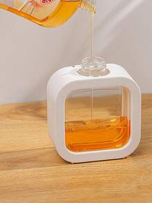 1pc/2pcs-300ml/500ml Transparent Dishwashing Soap Dispenser, Bathroom Hand Soap Dispenser - With Anti Rust Pump, Suitable For Kitchen Sink, Bathroom,/White Decorative Frame Transparent Square Soap Dispenser Can Be Refilled And Reused Repeatedly - White - View 5