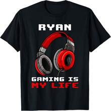 Ryan - Gaming Is My Life - Personalized T-Shirt.Jpg - Black - View 1