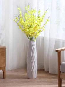 1pc Tall Floor Vase, Curved Textured Tall Floor Vase, Wavy Pattern Floor Vase, Durable Decorative Plastic Floor Vase Suitable For Office, Bedroom, Kitchen, Wedding, Farmhouse, Living Room, Balcony, Cafe, Bathroom, Outdoor Garden, Party Venues, Fits Long Artificial Flowers, Cherry Blossom Branches, Magnolia Branches, Dry Branches, Willow, Brazilian Wood, Large Cut Flowers, Calla Lily, Large Lilies - Multicolor - View 7