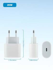 20W USB-C Fast Charger Adapter, Compatible With Apple 14 13 12 11 Pro Max PLUS, PD 20W Wall Charger, USB-C Phone Charger, EU Plug High Output Power
