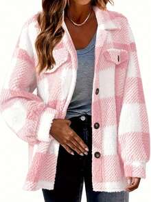 Women's Fleece-Lined Polar Fleece Winter Coat - Loose Fit With Green&Black Plaid Pattern, High Elasticity Design,  Comfortable, Warm&Durable Outerwear For Autumn&Winter  Define Jacket  Sports Jacket  Ski Clothes Women  Zip Up Jackets  Fitted Jacket  Winter Coat For Women  Abrigos De Invierno Para Mujer  Women's Winter Clothing Of Women's Winter Clothing Women's Winter Fashion Women's Winter Promotion Of Women's Winter Clothing  Christmas  Halloween Christmas Gift - Hồng - Xem 6