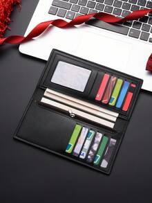 1 chiếc ví dài nam họa tiết cổ điển, ví gập mỏng, nhiều ngăn đựng thẻ, ví dài bằng da PU, ví cầm tay unisex phong cách công sở, quà Giáng sinh. - Nhiều màu - Xem 7