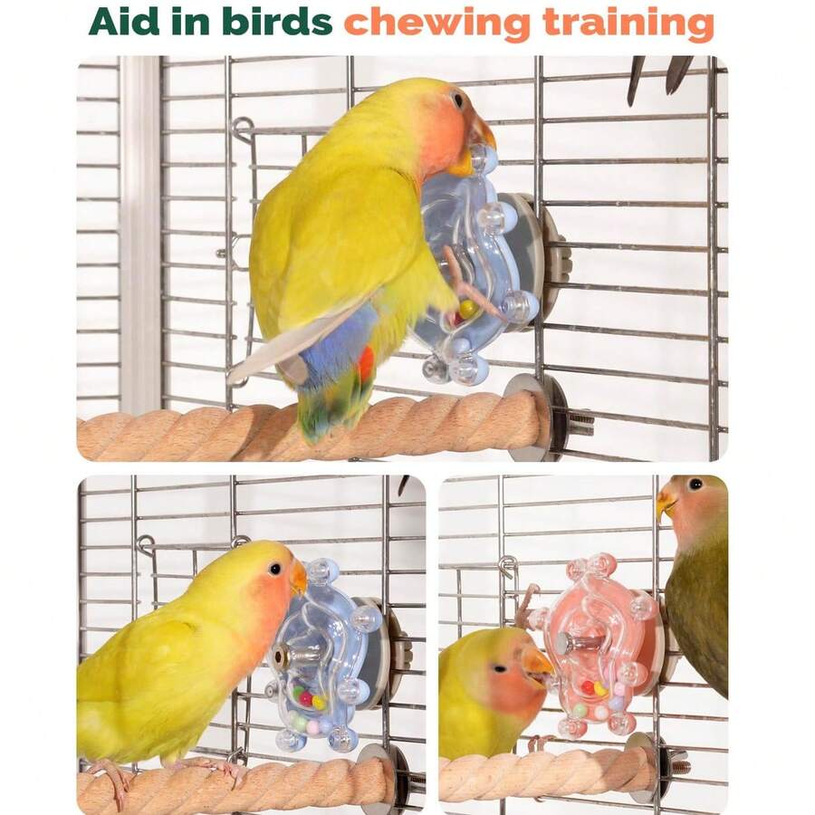 Parrot Rotating Toy Wheel, Interactive Rotating Clock Bird Cage Toy ...