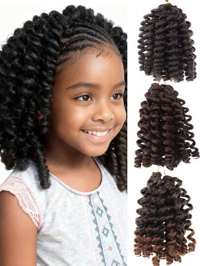 Synthetic Ombre Jumpy Wand Curl Crochet Braids Jamaican Bounce For Africa Braiding Hair Extensions Pre-Twisted For Child And Women