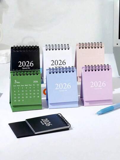 1pc Mini Desk Calendar, January 2026 To July 2027, Pocket-Sized, Flip-Page Underwire Annual Daily Schedule Planner (6 Colors, Mini Size)