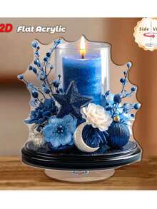 Urzekająca noc, szklana świeca bożonarodzeniowa i projekt domu – płaska dekoracja świąteczna z akrylu 2D, odpowiednia na werandę, do sypialni i salonu – najlepszy prezent świąteczny