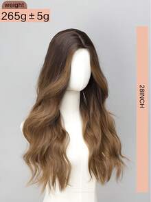 28英寸长波浪渐变棕色假发，采用耐热合成纤维制成，适合女性佩戴 - 款式优雅，外观自然，适合日常佩戴和派对场合 - 彩色 - 查看 7
