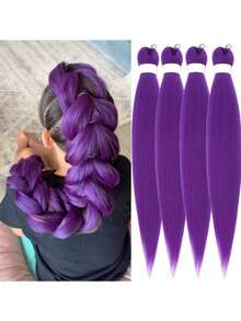 1 paquete de cabello de trenzado de crochet sintético de 26 pulgadas pre-estirado, textura Yaki (Morado) - Ver 12