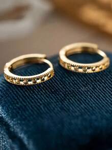 1 Pair Elegant Heart-Shaped Earrings, Suitable For Women As Jewelry For Valentine's Day Or Weddings - Yellow Gold - View 5