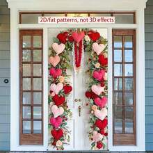 2D Flat, 1pc Multifunctional Polyester Heart Door Garland - Valentine's Day, Wedding, Anniversary, Singles Holiday Decoration, No Power Supply Required, Party Banner - 1PCS - View 10