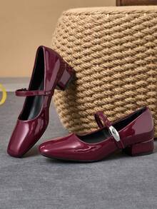 MonaNise Women's Fashion Slip-On Square Toe Pumps, Suitable For Office, Casual, Travel, Outdoor, Vintage, Comfortable And Versatile In Orange, Pink, Burgundy, Purple, Red, Khaki, Dark Gray, Navy Blue, Black - Burgundy - View 6