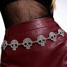 Dây thắt lưng đầu lâu Steampunk Goth Punk, Dây thắt lưng váy phụ kiện JK, Thắt lưng Subculture, Y2K - Siiver - Xem 1
