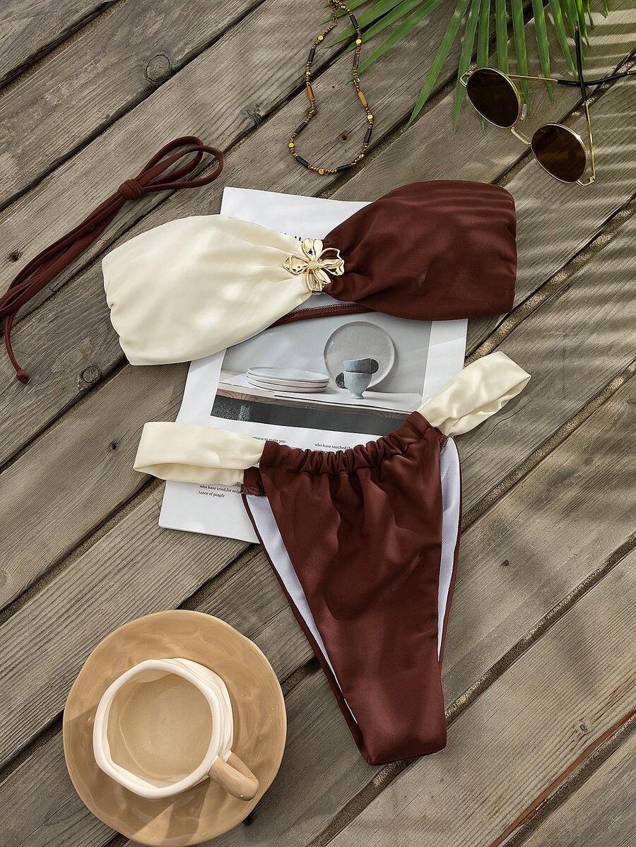 Bộ 2 mảnh áo bikini đi biển và quần tam giác cho nữ - Nhiều màu - Xem 1