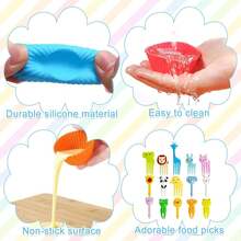 15/35/45pcs Bento Box Accessories Set - Reusable Silicone Lunch Box Dividers, Colorful Cupcake Liners, Non-Stick Muffin Cups, Suitable For Baking, School Lunch And Home Use - Multicolor - View 4