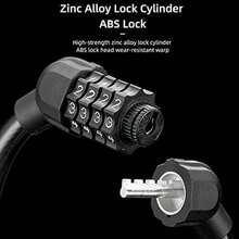 Keenso Candado con Contraseña de 4 Dígitos, Candado con Cable para Bicicleta Antirrobo Portátil, Candados Antirrobo para Bicicletas de Resistencia, Candado con Contraseña(negro) - Multicolor - Ver 3