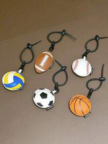 1 pieza Llavero creativo con colgante de balón deportivo de cuero, baloncesto, fútbol, fútbol americano, voleibol, béisbol, billar, decoración de llavero, accesorio para bolso, regalo para estudiantes, amigos, familia, San Valentín, cumpleaños, accesorio de fiesta - Multicolor - Ver 2