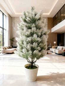 1 Piece Of Artificial Fir Tree Trimmer Outdoor Decoration Artificial Christmas Fir Tree With Ground Spikes Resistant To UV Rays, Suitable For Garden, Courtyard, Flower Pots, Porch, Indoor And Outdoor Decoration (White)