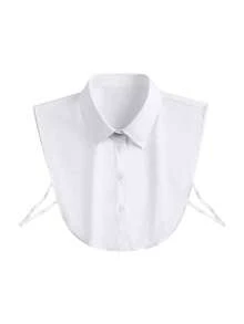 1pc Women's White Pointed Collar Detachable Shirt Fake Collar, Sweater Undershirt, Sleeveless Shirt, Versatile Vest Blouse, All Season Business Casual Sleeveless Fake Collar, Semi-Shirt Artificial Collar, Decorative Stand Collar, Suitable For Office Attire, Holiday Gift (Button Color Random) - Multicolor - View 10