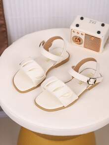 1 Pair Children PU Leather Casual Comfortable Flat Sandals, Suitable For Summer - Beige - View 7