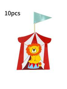 10Pcs Creative Circus Candy Boxes For Baby Birthday Party, Animal Series Cute Cartoon Lion Gift Boxes, Themed Party Candy Packaging For Kids - Multicolor - View 11