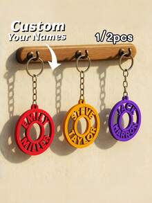 1pc Custom 3D Printed Keychain, Personalized Keychain,Circle Couple Name Keychain/Keyring, Personalize 3D Print Keychain,Bag Tag, Party Bag Fillers, Custom Keyring,Valentine Or Birthday Gift - متعدد الألوان - مشاهدة 8