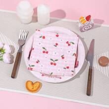20pcs/40pcs/60pcs,Pink Gingham Cherry Paper Napkins, 2-Ply Pink Check Cherry Decorative Paper Napkins, 13 X 13 Inch Fruit Flower Disposable Hand Towels Napkins For Baby Shower Birthday Wedding Party Decor Supplies,Cute Cherry Pattern Disposable Cocktail Napkins For Parties & Picnics - Multicolor - View 6