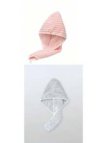 1 件装珊瑚绒柔软毛巾帽，厚吸水速干发巾，波浪图案 - 彩色 - 查看 17