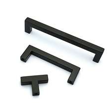 1pc/4pcs Black Square Cabinet/Drawer/Wardrobe Handles, Furniture Kitchen Door Knobs - Black - View 4