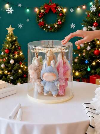 1个旋转亚克力展示盒，防尘收藏展示柜，适用于毛绒玩具，尤其适合怪兽系列毛绒玩具（不含毛绒娃娃），毛绒娃娃旋转展示盒 | 娃娃收纳整理盒，娃娃展示盒